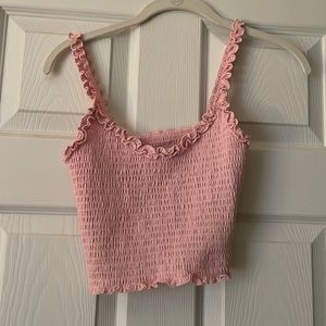 s hollister pink crop top